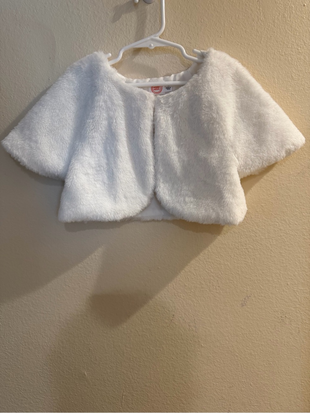 Girls' Wonder Nation White Faux Fur Bolero Jacket Size 10